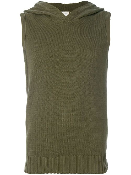 Hooded knitted vest - Green