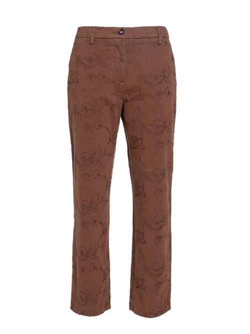 Brown Embroidered Trousers
