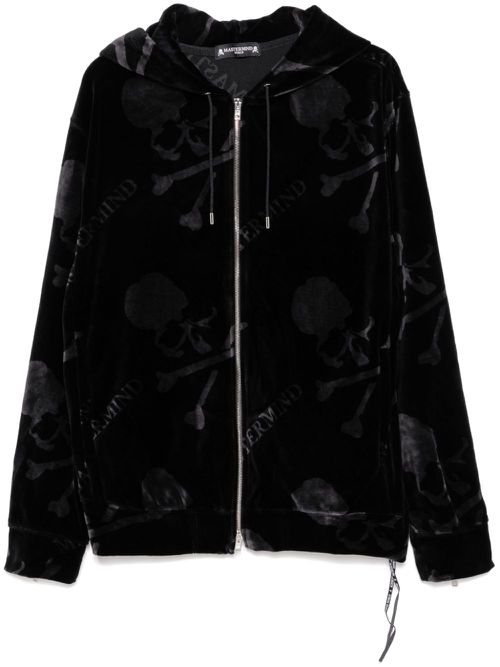 Skull-print zip hoodie - Black