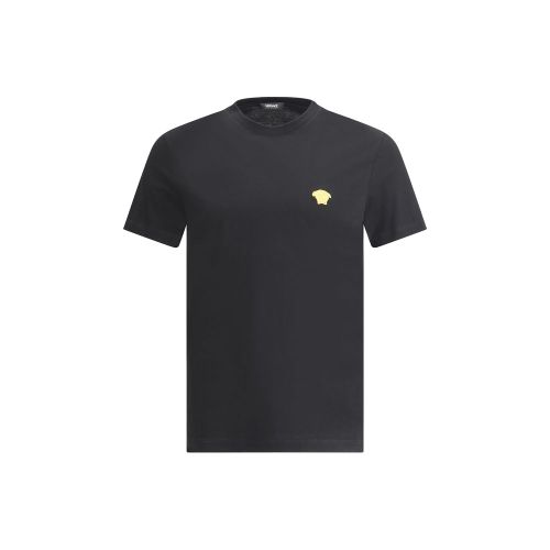 Medusa Logo-Embroidered Cotton T-Shirt — Black