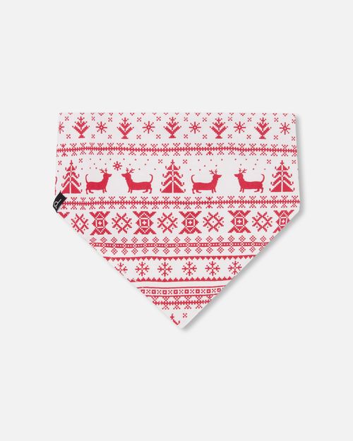 Organic Cotton Christmas Bandana for Dogs Red and White Fairisle