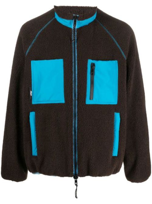 Logo-patch fleece jacket