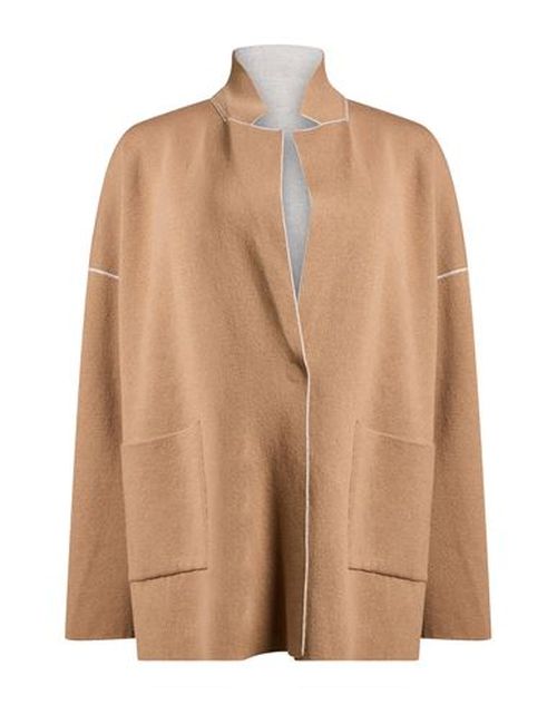 Woman Jacket Camel Size L Virgin Wool, Silk, Cashmere, Polyamide, Elastane