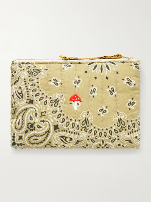 Bandana-print Quilted Cotton Pouch - Neutrals