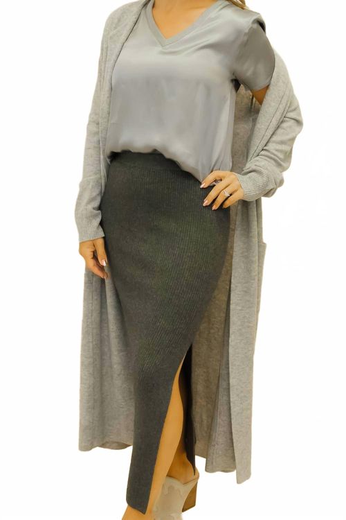 Vesta Long Cardigan In Heather Gray