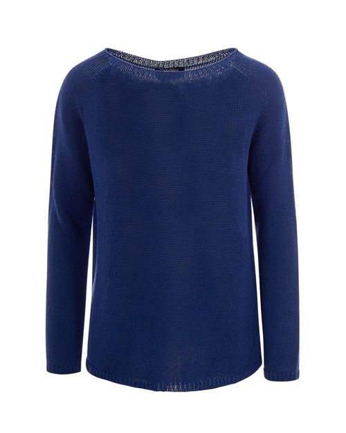 Linen Crew Neck Sweater — Blue