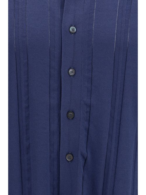 Cotton Knit Polo Shirt — Blue