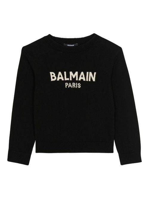 Intarsia-knit logo sweater - Black