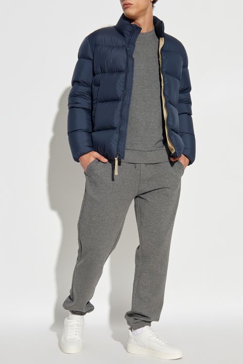 Down Jacket With Stand-up Collar, Men's, Navy Blue
