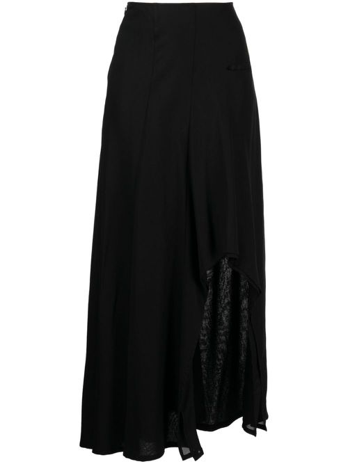 High-waisted flared cotton skirt - Black