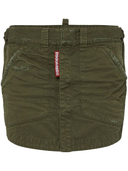 Distressed cotton mini skirt - Green