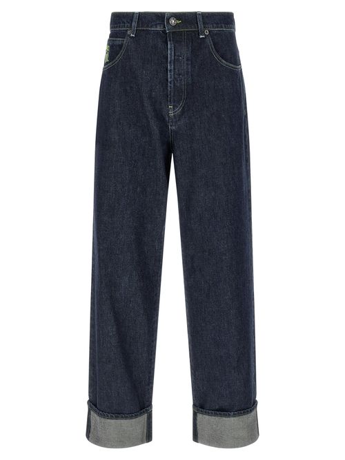 Rigid Cotton Straight-Leg Jeans — Blue