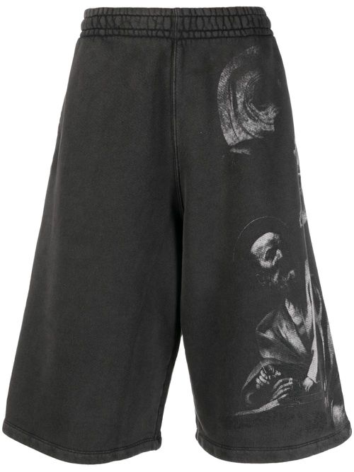 Saint Matthew-print track shorts - Black