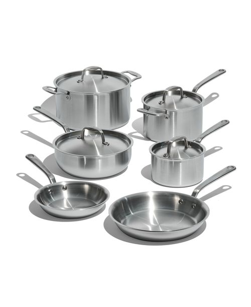 Stainless Steel Clad 10-Piece Cookware Set - Stainless clad