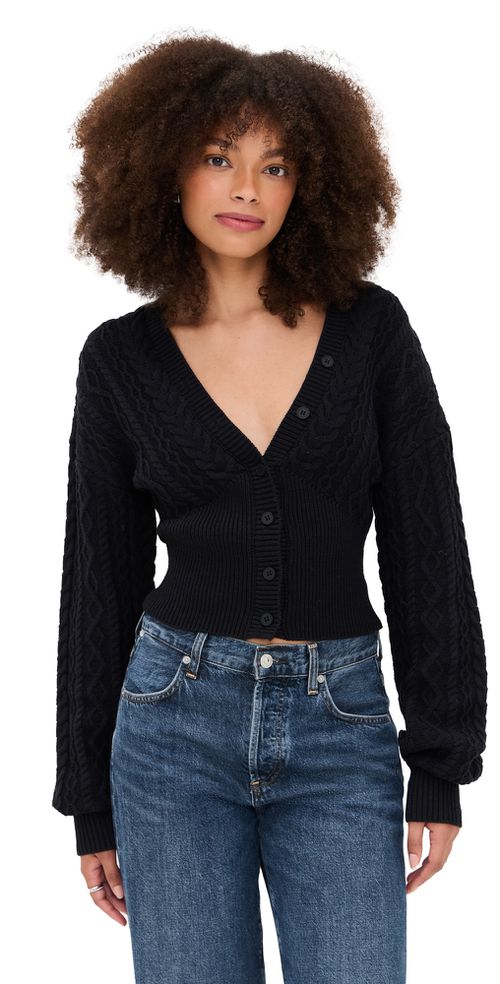 Emilia Sleeved Knit Cardigan Black