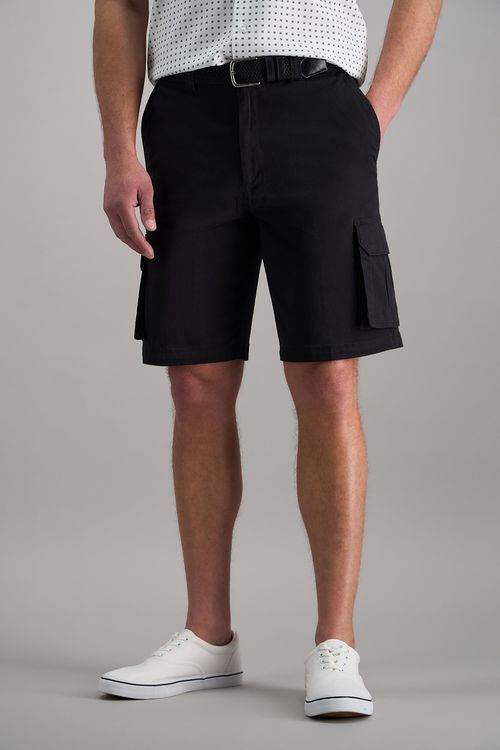 Haggar Stretch Cargo Short with Tech Pocket in Black