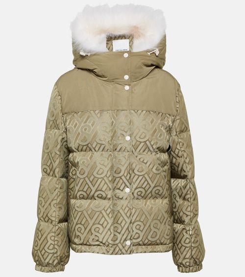 Logo shearling-trimmed down jacket