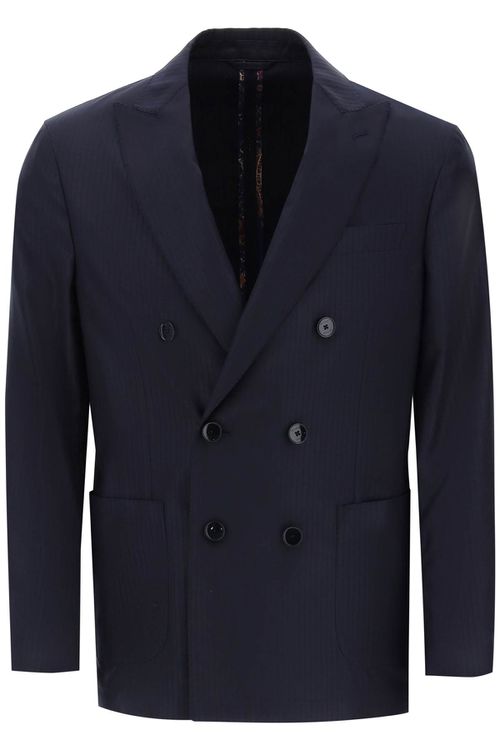 Stripe Wool Double-breasted Blazer