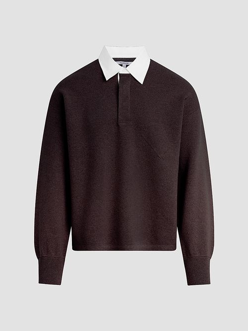 Men's Contrast Cotton-Cashmere Long-Sleeve Polo Shirt - Motor