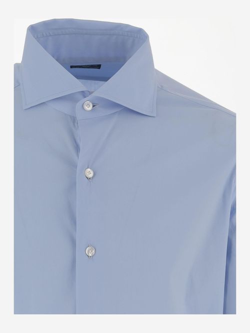 Stretch Cotton Blend Shirt — Blue