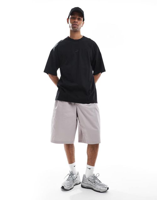 Club woven oversized shorts in grey-Brown