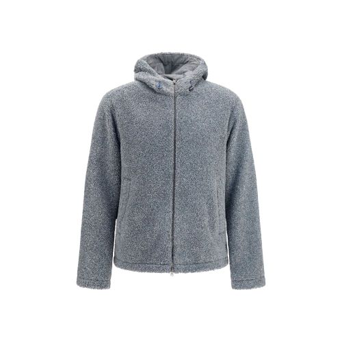 Teddy-Effect Hooded Jacket — Gray