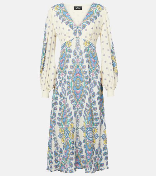 Paisley crêpe de chine midi dress