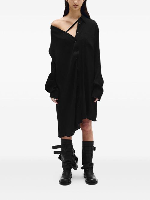 Halina drop-shoulder shirt dress - Black