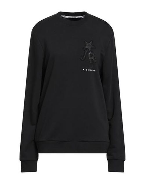 Woman Sweatshirt Black Size L Cotton, Polyester