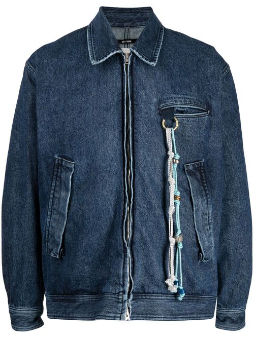 Three-pocket bomber denim jacket - Blue