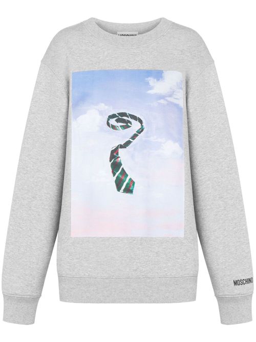 Grafhic-print cotton sweatshirt - Grey