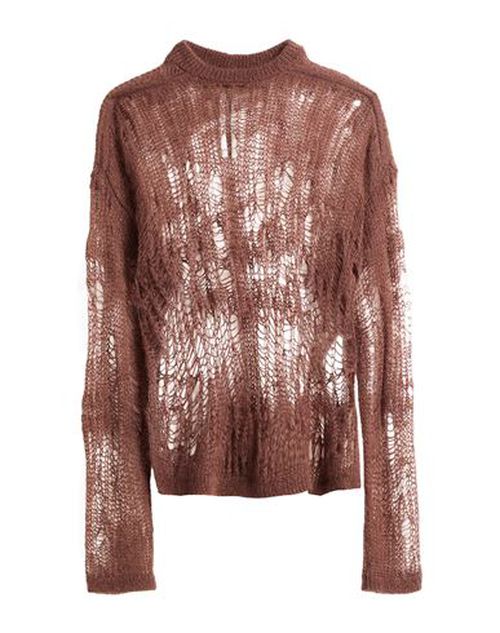 Rick Owens Woman Sweater Chocolate brown Size L Polyamide, Mohair wool, Wool
