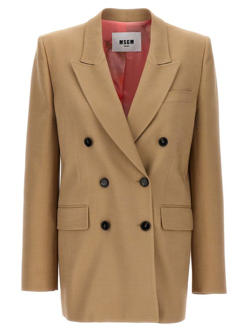 -Double-Breasted Blazer Blazer And Suits Beige-Donna
