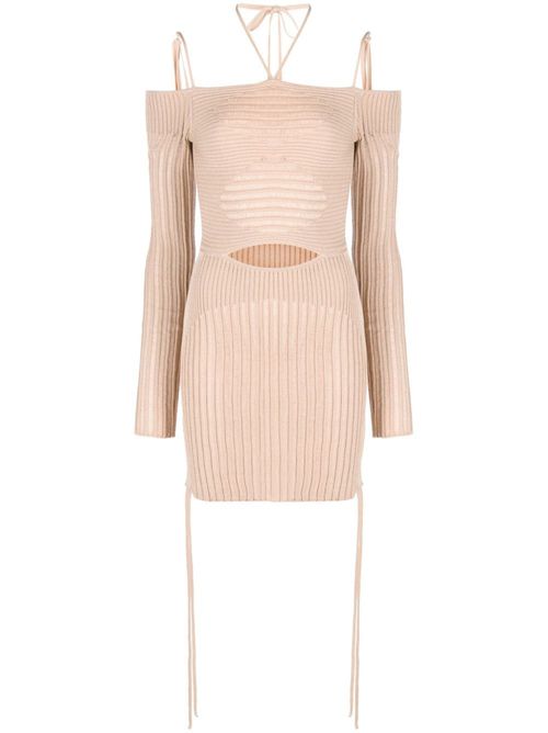 - Knit Ribbed Mini Dress
