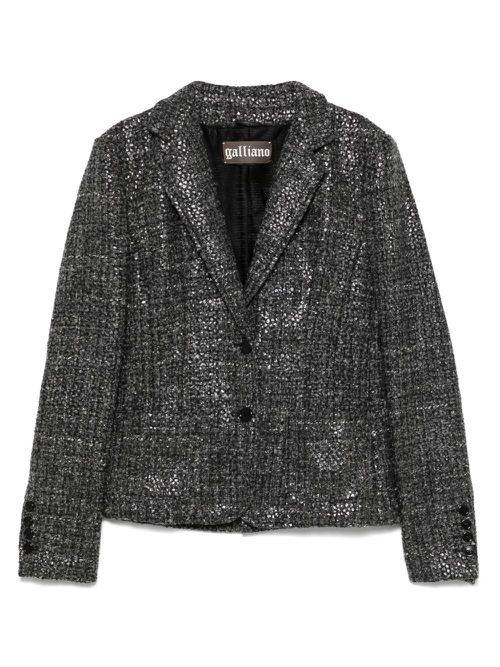 2000s tweed blazer - Black