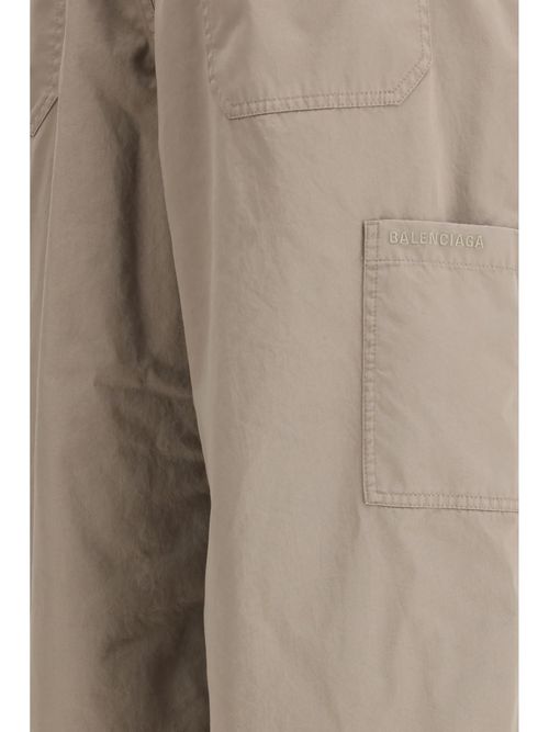 Cotton Twill Workwear Trousers — Beige
