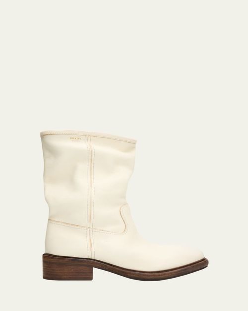45mm Vintage-Effect Leather Mid-Calf Boots