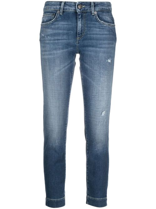 Ripped-detailing cropped jeans - Blue