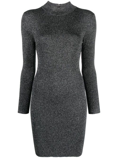Ribbed-knit lurex dress - Black