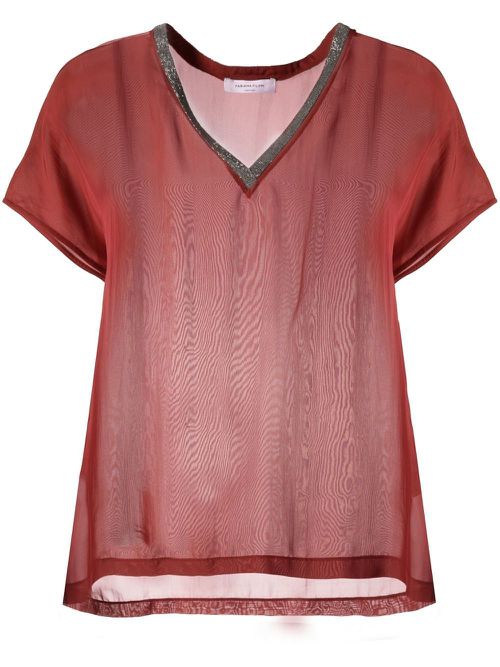 V-neck short-sleeve T-shirt - Red