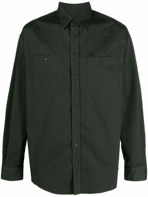 Logo-print chest-pocket shirt - Green