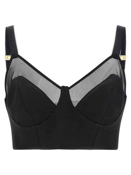 Wool and Tulle Bustier Top — Black