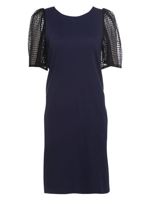 Puff-sleeve midi dress - Blue