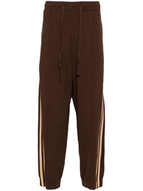 Side-stripe knit trousers - Brown