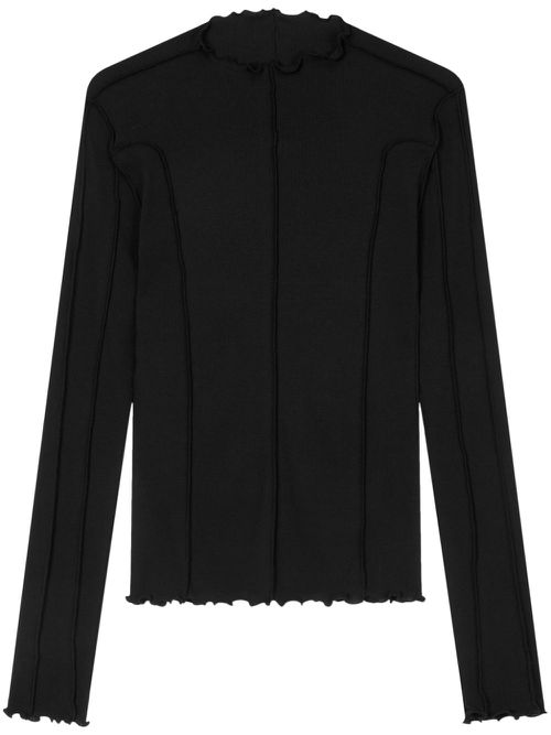 Seam-detail ribbed T-shirt - Black