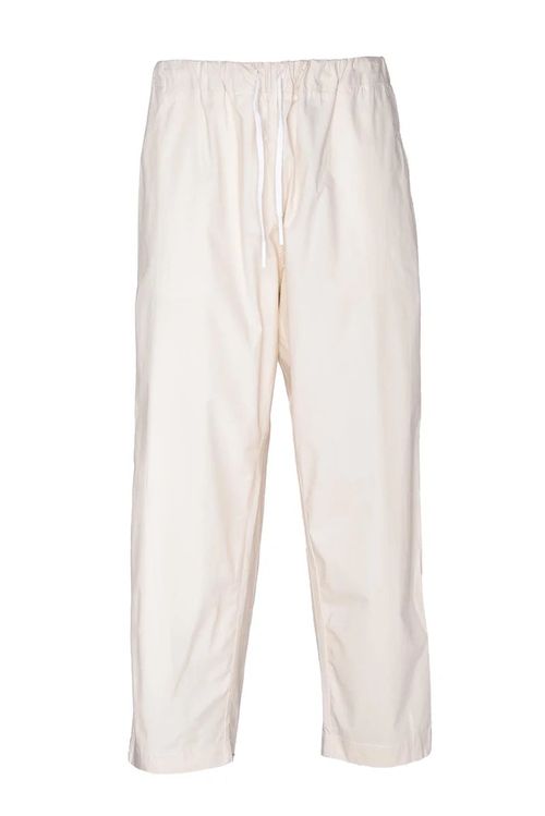Relaxed Fit White Trousers With Drawstring Waistband