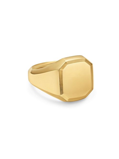 Men's Streamline Signet Ring in 18K Yellow Gold, 18MM - Gold