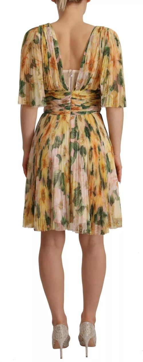 Pleated Maxi Dress — Yellow