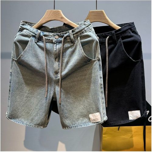Men's Clothing Straight Blue Thin Jeans Ins Summer Daily Wear Shorts Japanese Lazy Five Point Short