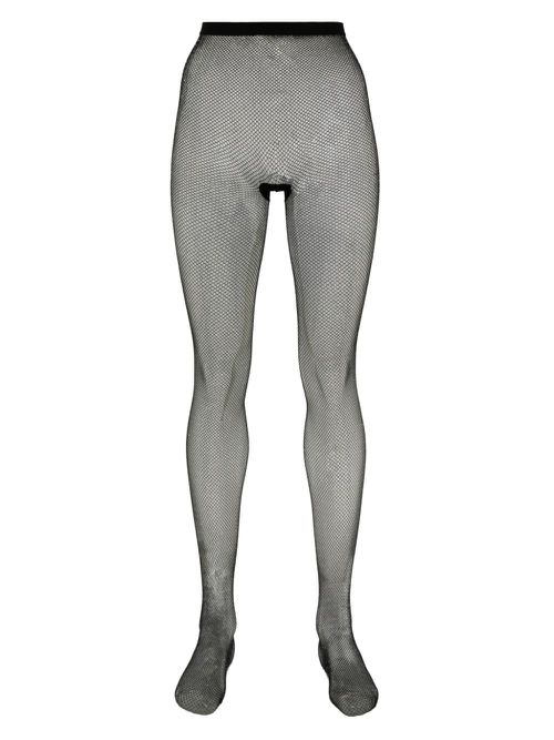 Fishnet lurex-detail tights - Black